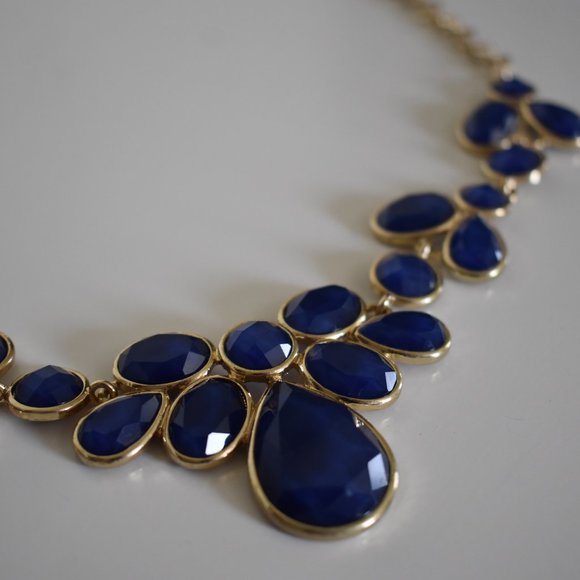 JCrew Gold & Blue Statement Necklace | Excellent Condition - Picture 2 of 4
